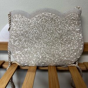 Elegant Silver Beaded Women's Bag